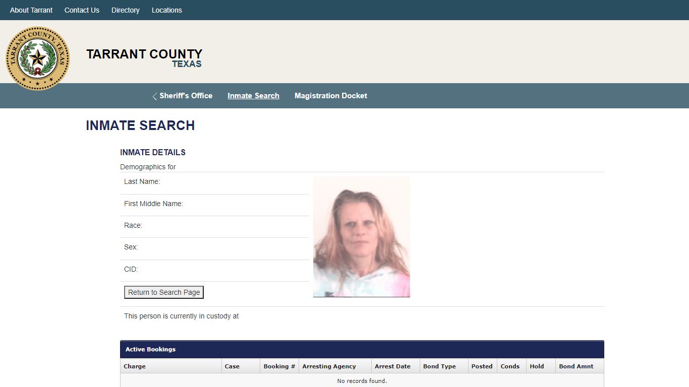 Inmate Search